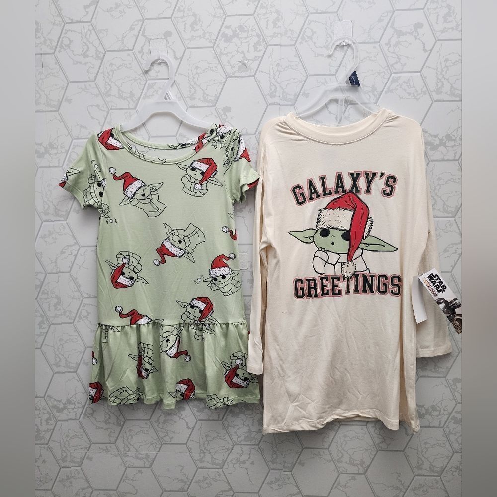 NEW STARS Wars Baby Yoda Mandalorian Christmas girls dress 2 pack, Size XS 4/5